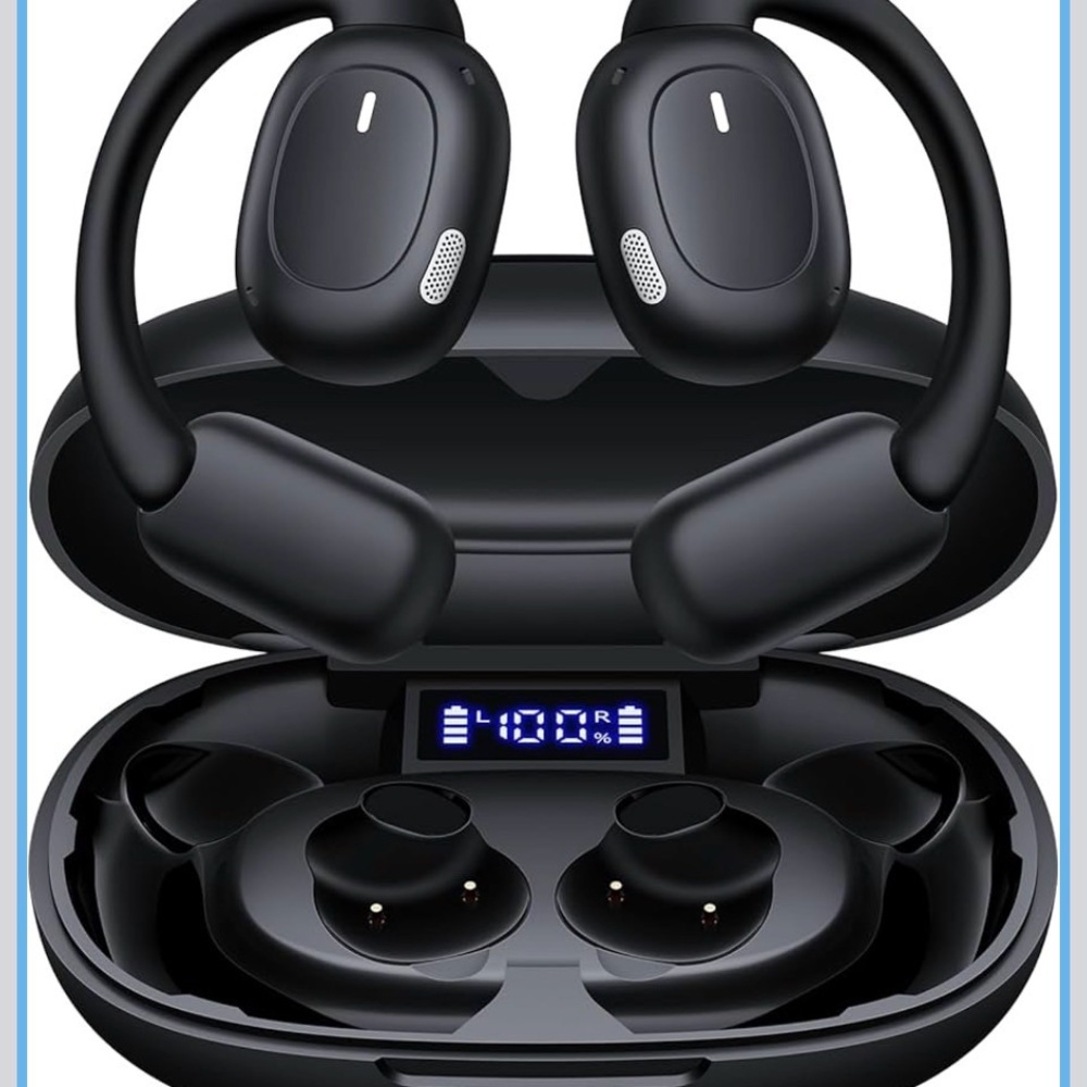 Black Wireless Translation Earbuds with Charging Case
